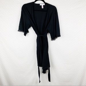 Oscar De La Renta | black sheer polka dot robe